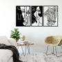 Imagem de Kit Quadros Vazados Decorativos 3 Partes Arte Abstrata Desenhos Modernos MDF Decoração de Ambiente Sala