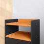 Imagem de Kit Quarto 2 Mesas Cabeceira Retrô Preto/Cinamomo Gavetas Nicho Painel Suspenso Cama Box Casal 1,40 Suede - Lojas RPM