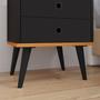 Imagem de Kit Quarto 2 Mesas Cabeceira Retrô Preto/Cinamomo Gavetas Nicho Painel Suspenso Cama Box Casal 1,40 Suede - Lojas RPM