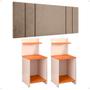 Imagem de Kit Quarto 2 Mesinhas Lateral Fantasy Off White/Cinamomo Prateleira Nicho Cabeceira Luana Suspensa Cama Box Casal 1,40 Bege Suede - Lojas RPM