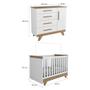 Imagem de Kit Quarto Bebê Infantil Retro Conjunto MDF Berço Americano Cômoda 4 Gavetas Marrom Madeira Branco