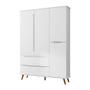 Imagem de Kit Quarto Bebê Retrô Melinda Plus Branco Roupeiro 3P + Cômoda 1Porta + Berço Mini Cama Ana 100% MDF 