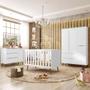 Imagem de Kit Quarto Bebê Retrô Melinda Plus Branco Roupeiro 3P + Cômoda 1Porta + Berço Mini Cama Ana 100% MDF 