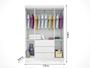 Imagem de Kit Quarto Infantil Bebê Ane Detalhe Nuvem Cômoda 3 Gavetas E Guarda Roupa 4 Portas 3 Gavetas Branco - Phoenix Baby