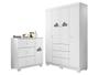 Imagem de Kit Quarto Infantil Bebê Ane Detalhe Nuvem Cômoda 3 Gavetas E Guarda Roupa 4 Portas 3 Gavetas Branco - Phoenix Baby