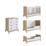 Imagem de Kit Quarto Infantil Conjunto Berço 3 em 1 Americano Mini Cama Cômoda 4 Gavetas Branco Com Marrom