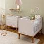 Imagem de Kit Quarto Infantil Theo com Pés Square Mel - Berço + Cômoda 3 Gavetas - Branco Fosco