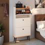 Imagem de Kit Quarto Sapateira Vertical 3 Gavetas Basculantes Dark e Mesinha Lateral Pequena com Nicho Organizador Dream Off White/Cinamomo  RPM