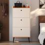 Imagem de Kit Quarto Sapateira Vertical 3 Gavetas Basculantes Dark e Mesinha Lateral Pequena com Nicho Organizador Dream Off White/Cinamomo  RPM