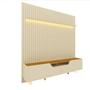 Imagem de Kit Rack com pés de Vidro Supremo 218 e Painel Nobre Off White com Naturale - MóveisAqui