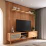 Imagem de Kit Rack + Painel com Fita LED Ripado para TV 228cm com 01 porta com tela Palhinha 100% MDF TB323F Dalla Costa