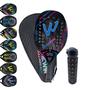 Imagem de Kit Raquete Beach Tennis Carbono 3K C/ Capa + Garrafa 2L