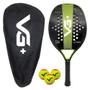 Imagem de Kit Raquete de Beach Tennis Action Full Carbon Verde com 3 Bolas e Bolsa de Transporte Vg Plus