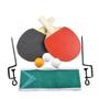 Imagem de Kit raquete de ping pong de mesa com 2 unidades + 3 bolinhas + suporte + rede