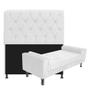 Imagem de Kit Recamier Sofá Calçadeira Divã Félix 140 cm e Cabeceira Estofada Lady 140 cm Para Cama Box Casal Sintético Branco - AM Decor