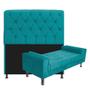Imagem de Kit Recamier Sofá Calçadeira Divã Félix 195 cm e Cabeceira Estofada Lady 195 cm Para Cama Box King Size Suede Azul Turquesa - AM Decor