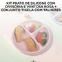 Imagem de Kit Refeição Bebê Silicone E Bambu Rosa 4 Peças Introdução