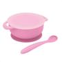 Imagem de Kit Refeição infantil Conjunto Bowl Com Tampa e ventosa Colher Super maleável KaBaby Rosa - 1130R