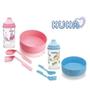 Imagem de Kit Refeição Kuka Infantil Bebe Com Prato Copo e Talher Rosa Azul