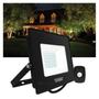 Imagem de Kit Refletor LED Taschibra TR 50 Slim Preto + Sensor de Movimento com Fotocélula Qualitronix QA26M