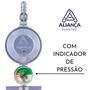 Imagem de kit regulador Aliança com manômetro+mangueira de borracha 4mm x 1,50 mt+abraçadeiras