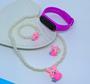 Imagem de Kit Relógio Digital Bracelete Prova água Silicone Menina + Conjunto Infantil Colar e Pulseira Anel Miçangas com Pingente