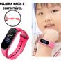 Imagem de Kit Relógio Digital Led Bracelete Silicone Ajustável Prova água Esporte + Conjunto Colar e Brincos Infantil Menina Moda