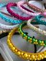 Imagem de Kit Relógio Digital Led Prova água Bracelete Adulto Infantil Feminino + Arco Tiara Arquinho Cabelo Pérolas Bordada