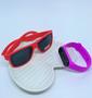 Imagem de Kit Relógio Digital Led Touch Infantil Prova água Bracelete  Esportivo Menino/Menina + Óculos de Sol Quadrado Flexível