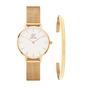 Imagem de Kit Relógio Feminino Dourado Gold 32Mm + Bracelete New Port