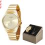 Imagem de Kit Relogio Feminino Dourado Mondaine 32398Lpmkde1