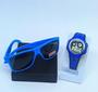 Imagem de Kit Relógio Infantil Digital Alarme Luz Led Esporte Watch Menino/Menina + Óculos de Sol Quadrado Flexível para Crianças
