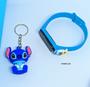 Imagem de Kit Relógio Infantil Digital Led Bracelete Silicone + Chaveiro Mini Boneco 3D Emborrachado Super Heróis Lilo Stitch