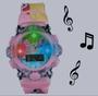 Imagem de Kit Relógio Infantil Digital Pisca Luz e toca Musica Princesas Disney + Conjunto 3 Pulseiras e Brincos miçangas Presente