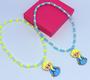 Imagem de Kit Relógio Infantil Digital Pisca Luz Led Toca Musica + Colar Miçangas pérolas com Pingente 3D unicórnio Pony Princesas