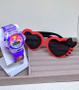 Imagem de Kit Relógio Infantil Digital Pisca Luz Led Toca Musica Princesas + Óculos de Sol Coração Gatinho com Laço Menina Moda