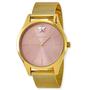 Imagem de Kit relógio lince feminino dourado analógico com colar e brinco lrgj147l r1kx