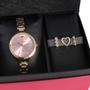 Imagem de Kit Relogio Lince Feminino Pequeno Dourado Rosa Pedras Ky13