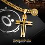 Imagem de Kit Relógio Masculino Dourado à Prova d'Água + Corrente Crucifixo e Pulseira Cor:DouradoTamanho:Único