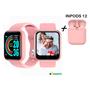 Imagem de Kit Relogio Smartwatch Inteligente Y68 D20 + Fone inPods 12 Bluetooth - Rosa