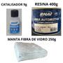 Imagem de Kit Reparo Fibra De Vidro 250g Manta + 400g De Resina Rhai+ 9g Catalisador