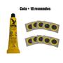 Imagem de Kit Reparo Pneu Bike 10 Remendos Vipal + Cola Unium