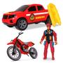 Imagem de Kit Resgate Bombeiro Moto Bote Pick-up Brinquedo Samba Toys