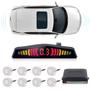 Imagem de Kit Retrovisor C/ Tela + Câmera Ré + Sensor 8 Pontos Branco Ford Focus 2000 2001 2002 2003 Aviso Sonoro