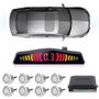 Imagem de Kit Retrovisor C/ Tela + Câmera Ré + Sensor 8 Pontos Prata Citroen C3 2003 2004 2005 2006 2007 Buzzer Linhas Referência