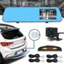 Imagem de Kit Retrovisor C/ Tela + Câmera + Sensor Ré Branco Toyota Etios 2013 2014 2015 2016 Espelho Visor Estacionamento