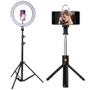 Imagem de Kit Ring Light 26cm Profissional Usb com Tripé 2m + Selfie Stick