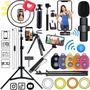 Imagem de Kit Ring light 26Cm Tripé Celular Bastão Microfone Bluetooth