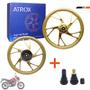 Imagem de Kit Roda Liga Leve Dourada + Bico Titan-Fan 150 2014 a 2015/ Titan-Fan-Cargo-Start 160 Freio a Disco Atrox