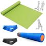 Imagem de Kit Rolo 90cm para Exercicios + Colchonete Verde + 2 Mini Band Elastico Tensao Forte + Extra Forte  Liveup Sports 